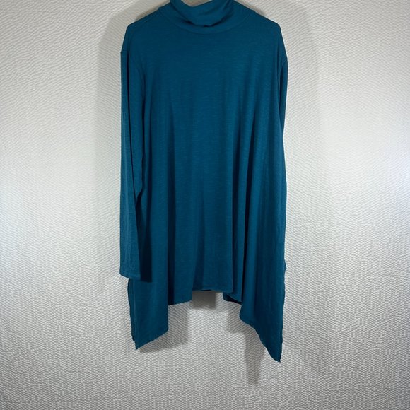 Terra & Sky Women's Size 3X  Slub Sharkbite Tunic Length Cowlneck Knit Top NWT - Picture 9 of 9